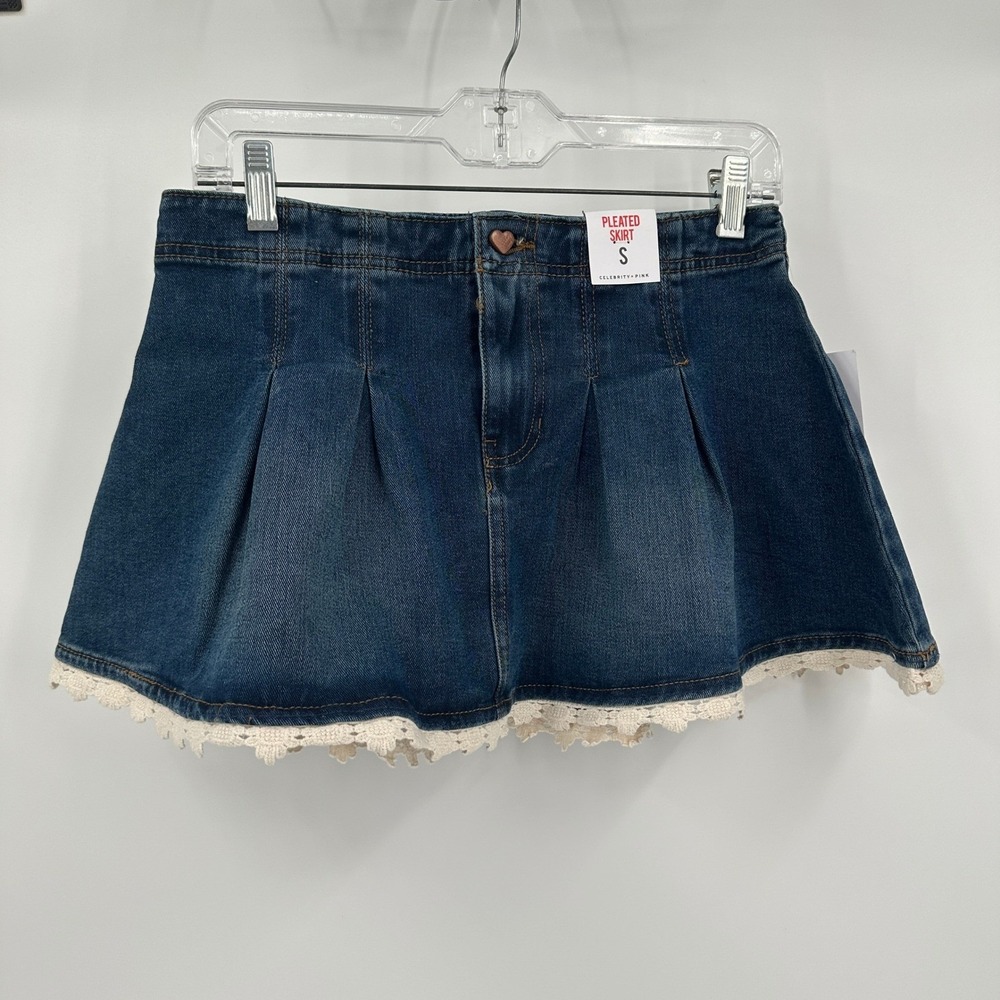 Celebrity Pink Womens Coquette Y2K Micro Mini Denim Skirt Size S Indie Preppy